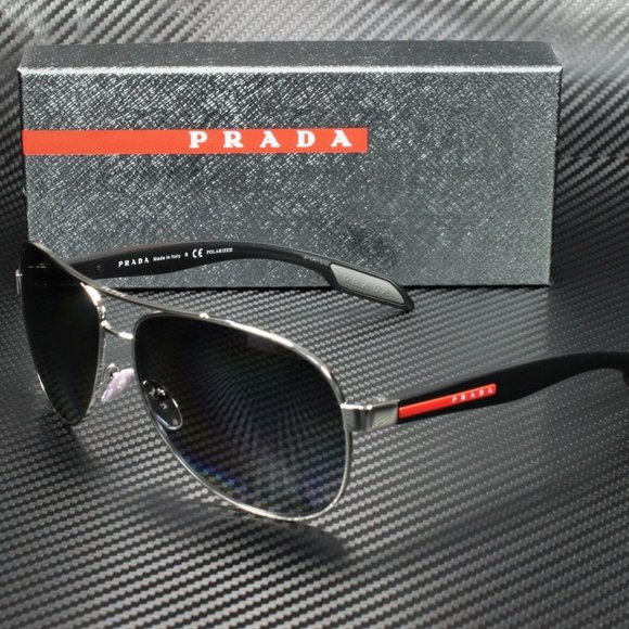 Prada Steel Polarized 62mm Men's Sunglasses - Picture 1 of 4